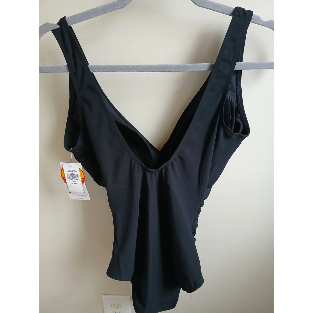 NWT L.L.Bean Black Tankini Swimsuit Top UPF 50 Sunsmart Lycra Xtra Life‎ Size 10